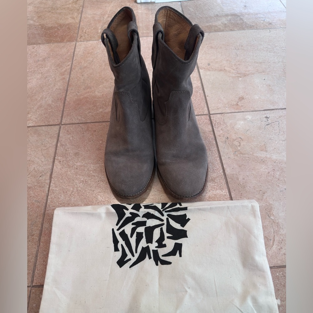 Isabel Marant Gray Suede Western Boots - Picture 2 of 6